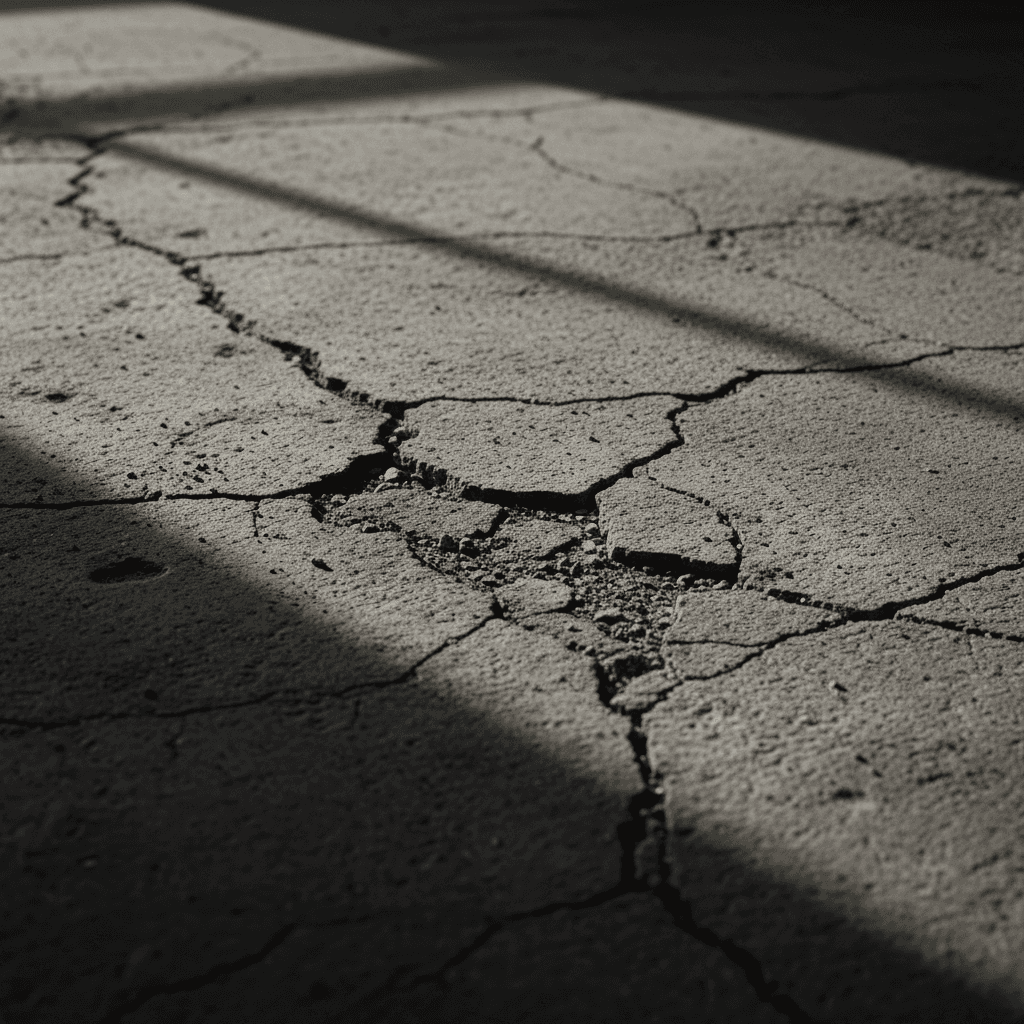 Cracked garage floor before repair